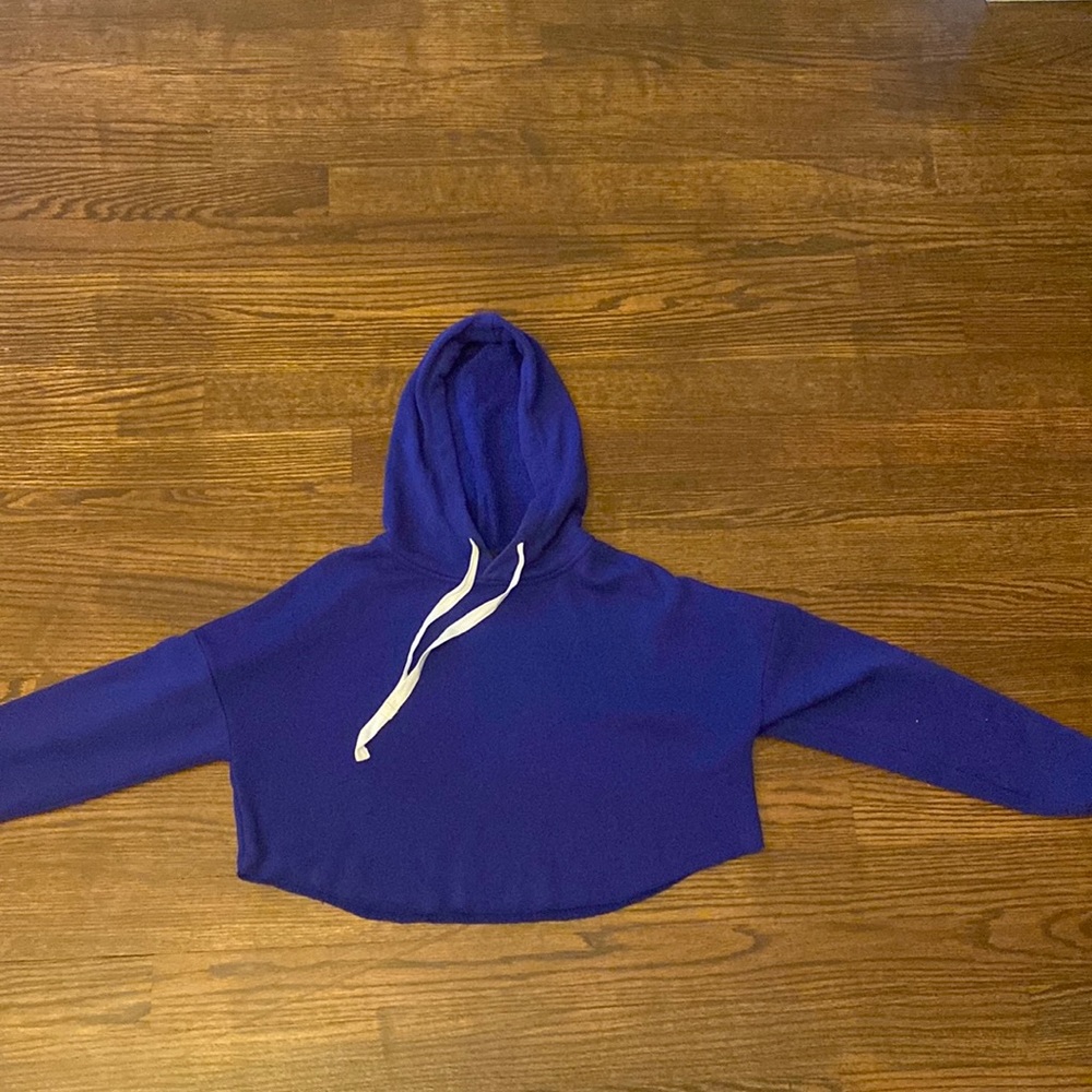 blue cropped hoodie